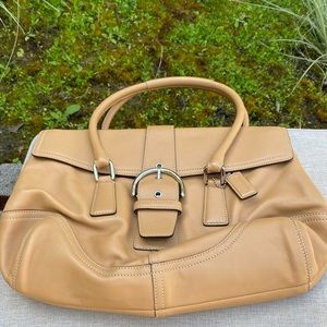 Coach tan classic shoulder bag with two straps